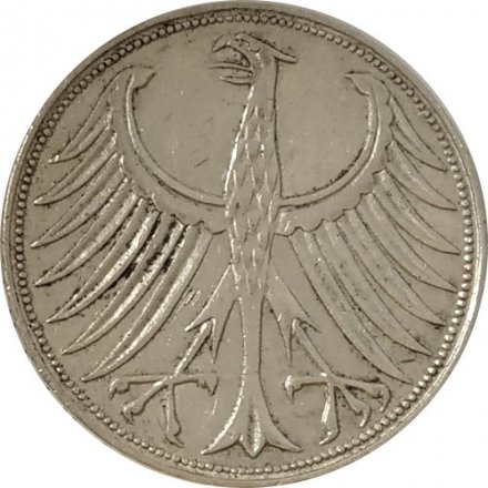 ФРГ 5 марок 1957 - Орёл - G