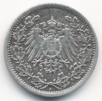 Германия 1/2 марки 1917 год (А)