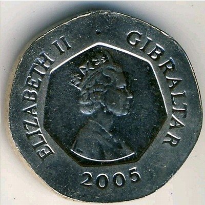 Гибралтар 20 пенсов 2005 год