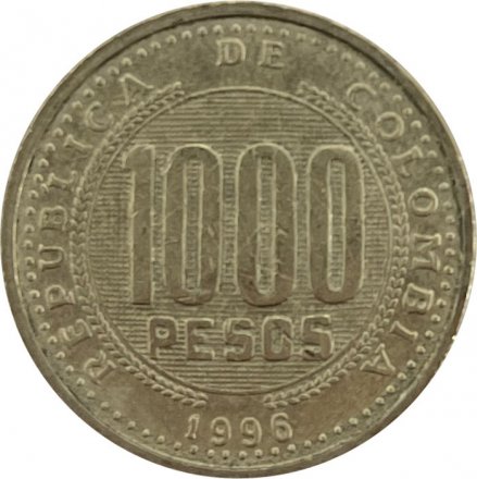 Колумбия 1000 песо 1996 год