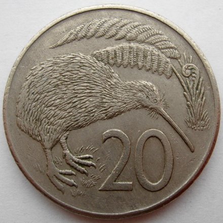 Новая Зеландия 20 центов 1981 год - Киви