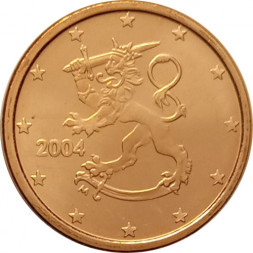 Финляндия 1 евроцент 2004 год - Герб Финляндии UNC
