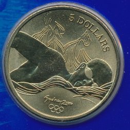 Австралия 5 долларов 2000 год - Олимпийские игры в Сиднее. Плавание (в буклете)