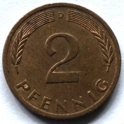 ФРГ 2 пфеннига 1975 год (D)