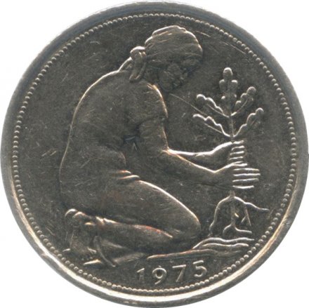 ФРГ 50 пфеннигов 1975 год (J)