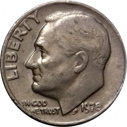 США 1 дайм (10 центов) 1978 год - Франклин Рузвельт (без отметки МД)