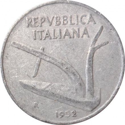 Италия 10 лир 1952 год