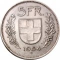 Швейцария 5 франков 1954 год