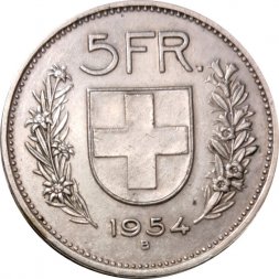 Швейцария 5 франков 1954 год