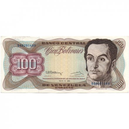 Венесуэла 100 боливаров 1992 год - Симон Боливар. Здание Национального Капитолия в Каракасе - XF
