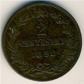 Италия 2 чентезимо 1898 год