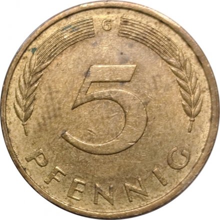 ФРГ 5 пфеннигов 1980 год (G)