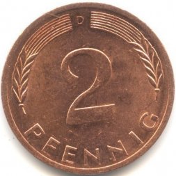 ФРГ 2 пфеннига 1970 год (D)