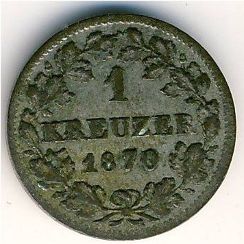 Бавария 1 крейцер 1870 год