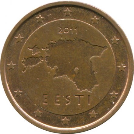 Эстония 2 евроцента 2011 год - Контурная карта Эстонии