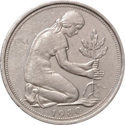 ФРГ 50 пфеннигов 1980 год (J)