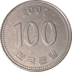 Южная Корея 100 вон 2007 год