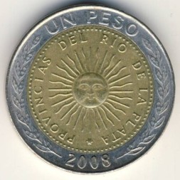 Аргентина 1 песо 2008 год - Солнце