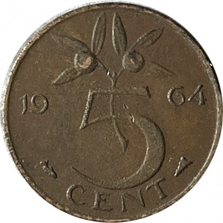 Нидерланды 5 центов 1964 год