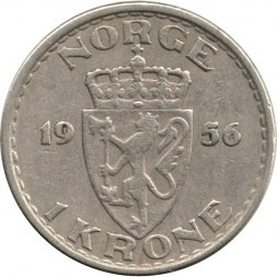 Норвегия 1 крона 1956 год - Король Хокон VII