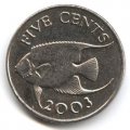 Бермудские острова 5 центов 2003 год - Тропическая рыба (Ангел-королева)