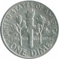 США 1 дайм (10 центов) 1955 год - Рузвельт (без отметки МД)