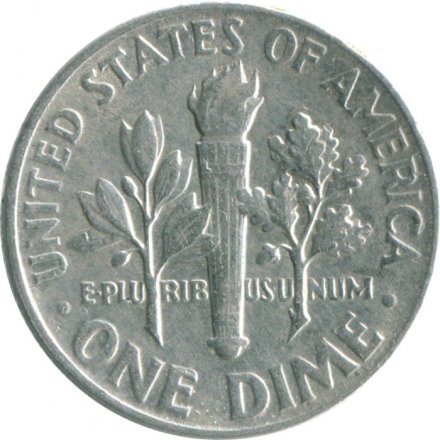 США 1 дайм (10 центов) 1955 год - Рузвельт (без отметки МД)