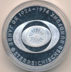 Австрия 50 шиллингов 1974 год - 50 лет Австрийскому радио (Proof)