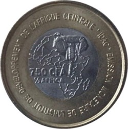 Камерун 750 франков 2005 год - Пигмеи