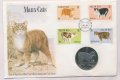 Остров Мэн 1 крона 1988 год - Кошки. Мэнская кошка (в конверте с маркой)