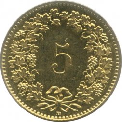 Швейцария 5 раппенов 2011 год