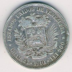 Венесуэла 5 боливаров 1910 год