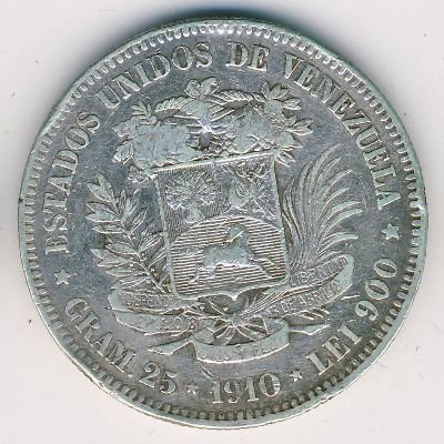 Венесуэла 5 боливаров 1910 год