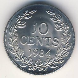 Либерия 10 центов 1984 год