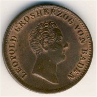 Монета Баден 1 крейцер 1842 год