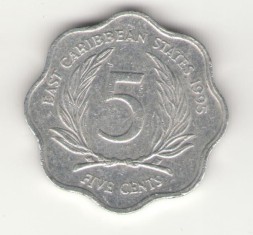 Монета Восточные Карибы 5 центов 1995 год