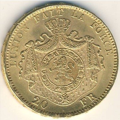 Бельгия 20 франков 1875 год