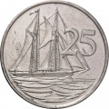 Каймановы острова 25 центов 1987 год - Парусник