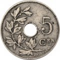 Бельгия 5 сантимов 1910 год BELGIE