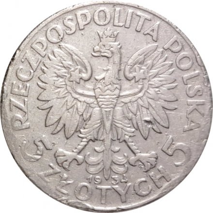 Польша 5 злотых 1934 год - Королева Ядвига