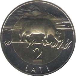 Латвия 2 лата 2003 год - Корова - UNC