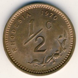 Монета Родезия 1/2 цента 1970 год