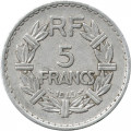 Франция 5 франков 1945 год (Алюминий, без отметки МД)