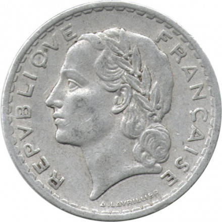 Франция 5 франков 1945 год (Алюминий, без отметки МД)
