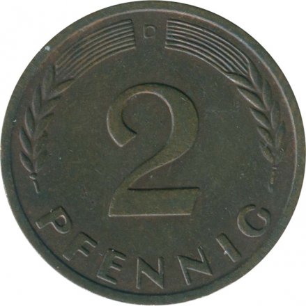 ФРГ 2 пфеннига 1959 год (D)