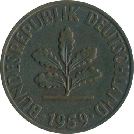 ФРГ 2 пфеннига 1959 год (D)