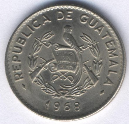 Гватемала 10 сентаво 1968 год