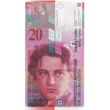 Швейцария 20 франков 2008 год  - подпись Раггенбасс, Джордан - Артюр Онеггер - UNC