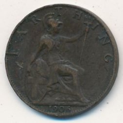 Великобритания 1 фартинг 1906 год - F
