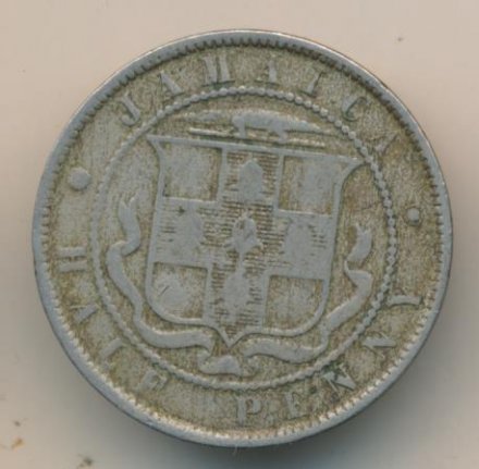 Ямайка 1/2 пенни 1887 год - Королева Виктория
